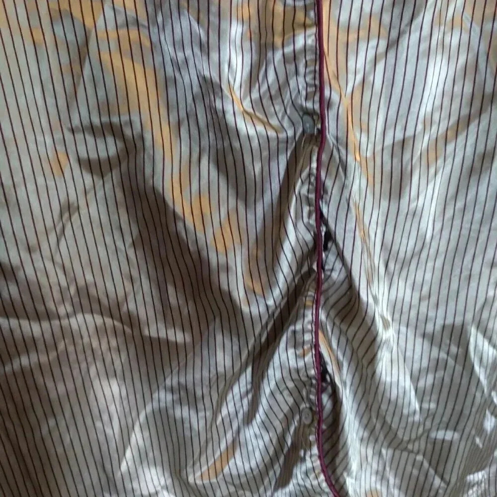 Cacique Women's Pajamas 2Pc Beige Maroon Stripes Sz L Drawstring - Picture 3 of 12